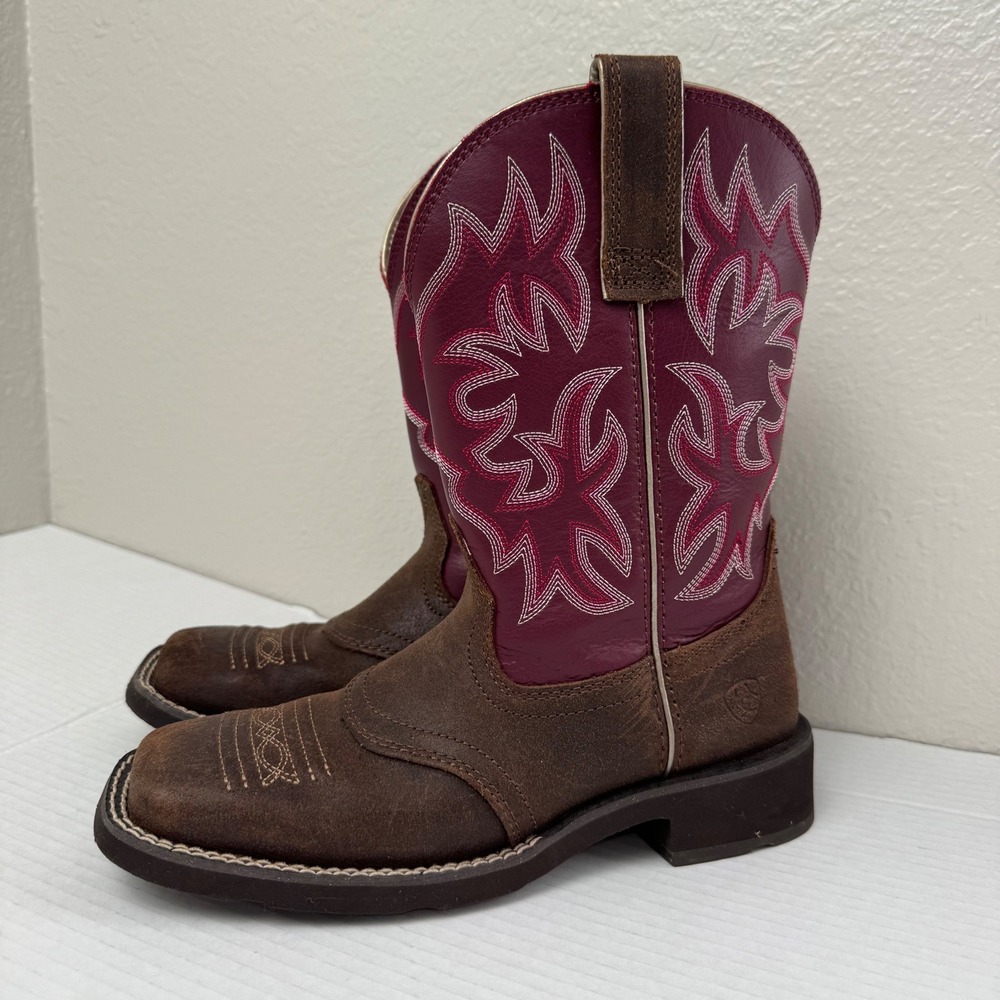 Ariat Delilah Brown Purple Leather Western Cowboy Boots 5.5